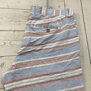 Johnnie-O Mens W34 Multicolor Striped Linen Blend Flat Front Bermuda Shorts